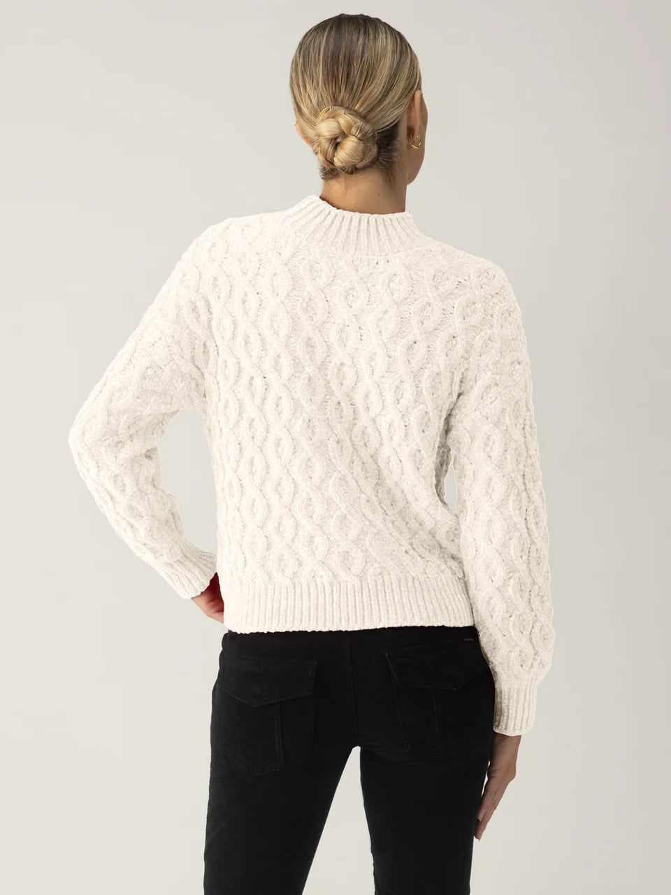 Cable Mock Neck Sweater