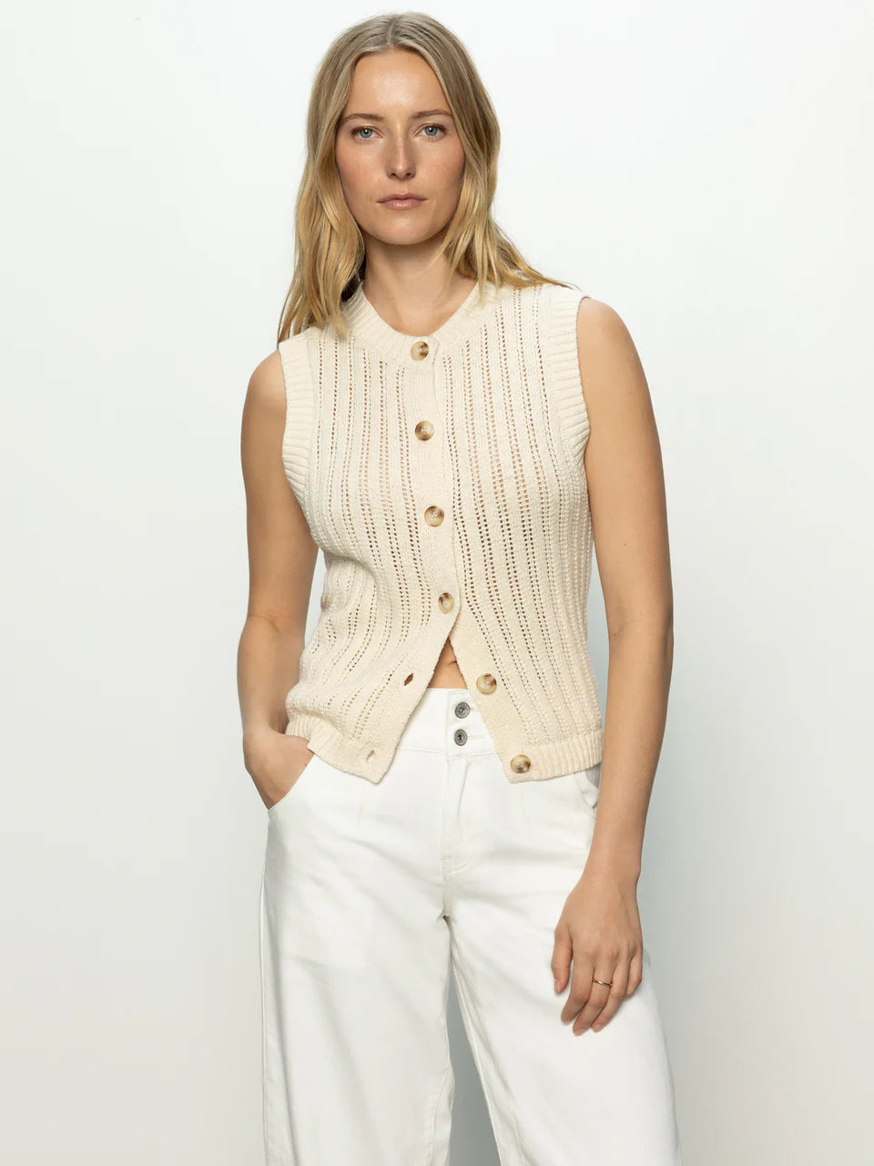 Pointelle Shell Sweater