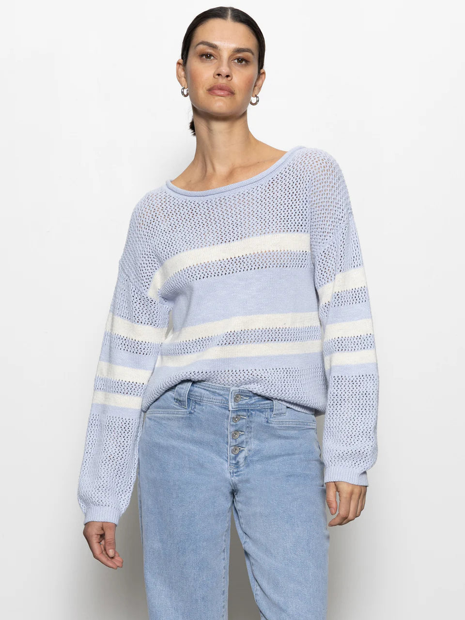 Sporty Stripe Open Knit Sweater