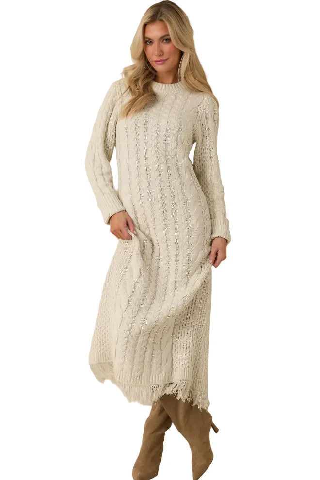 Dakota Cable Knit Sweater Dress Prosperina