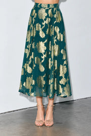 Darana Metallic Jacquard Chiffon Midi Skirt Ciebon