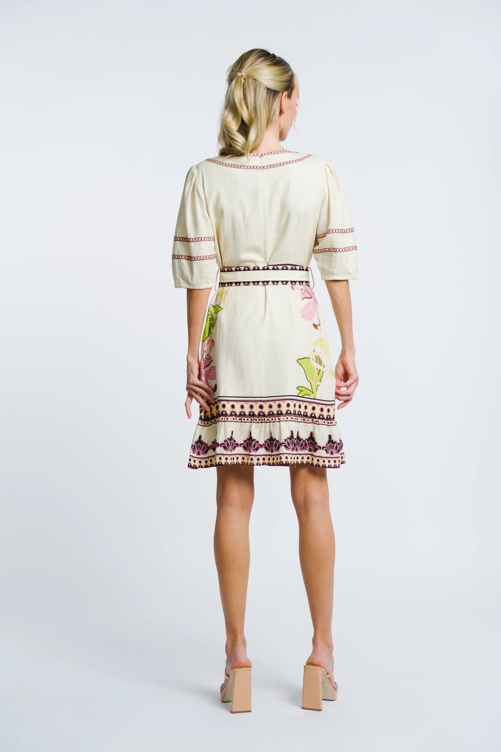 Ivy Floral Print Belted Mini Dress Ciebon