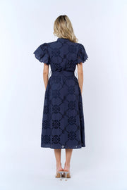 Willa Flounce Sleeve Belted Shirtdress Ciebon