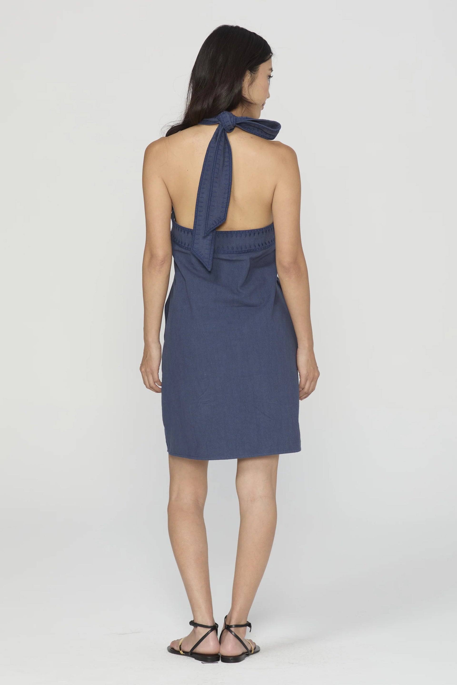 Danica Cutwork Embroidery Halter Mini Dress Ciebon