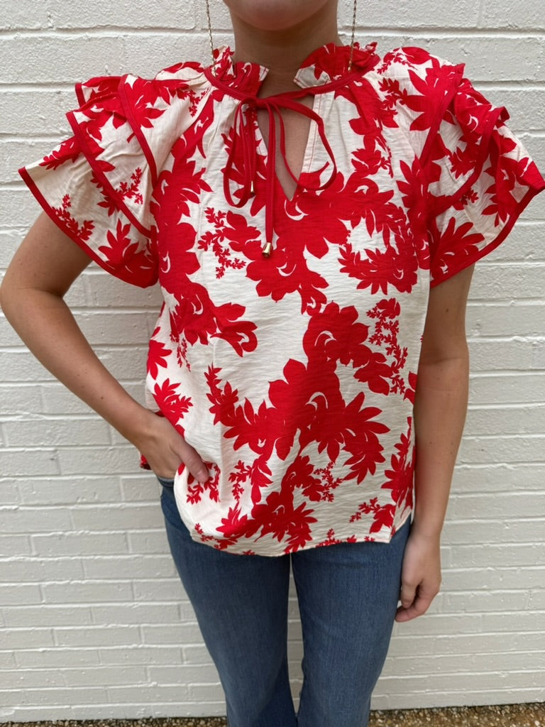 Palm Puff Sleeve Blouse