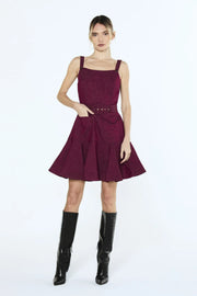 Alivia Topstitched Belted Mini Dress Ciebon