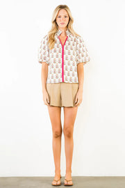 Nadine Puff Sleeve Flower Print Top THML