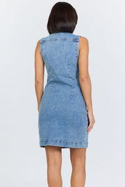 Zamira V-Neck Sleeveless Denim Dress Dear John