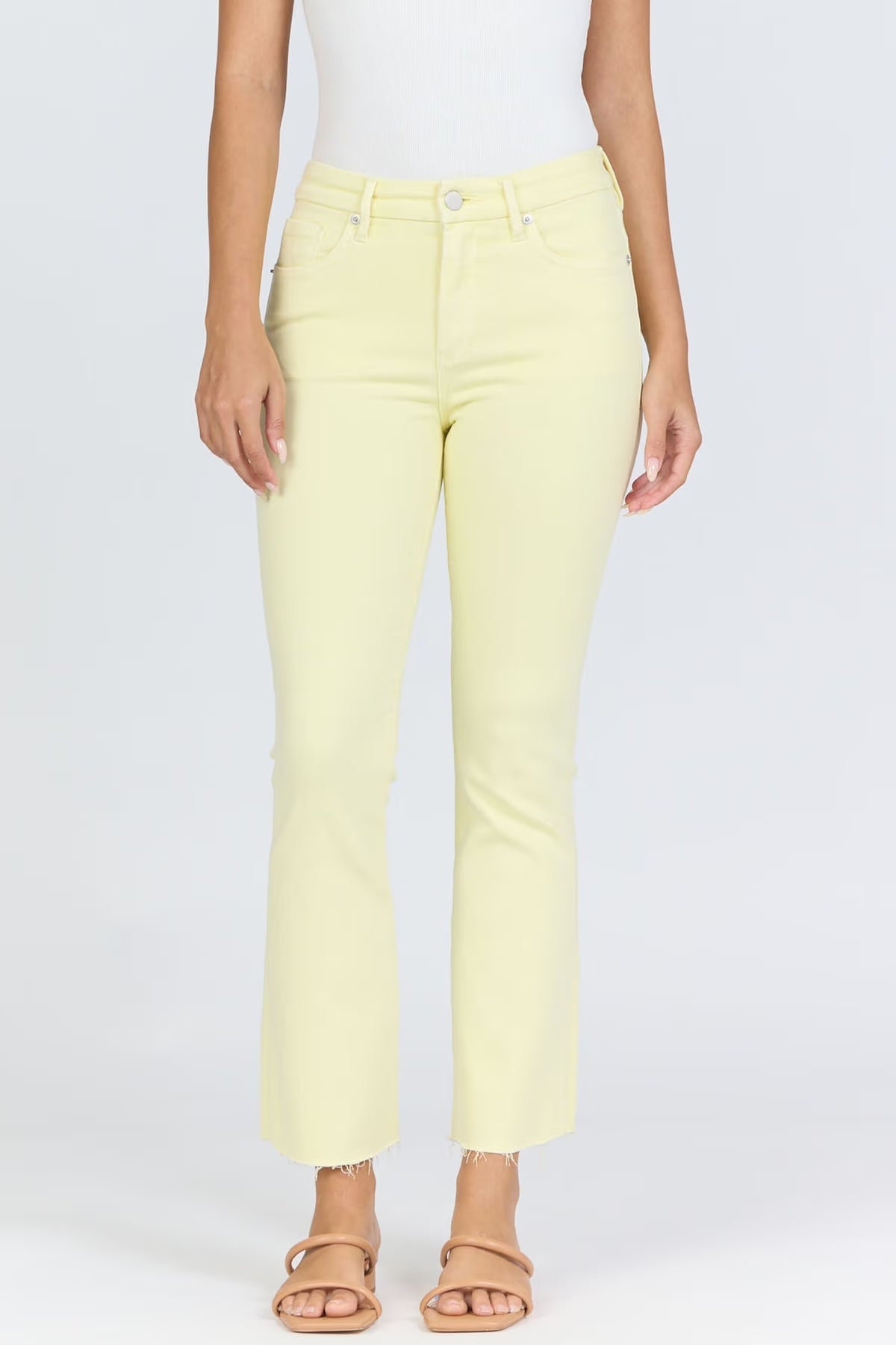 Jeanne Mid Rise Raw Hem Flare Jeans Dear John