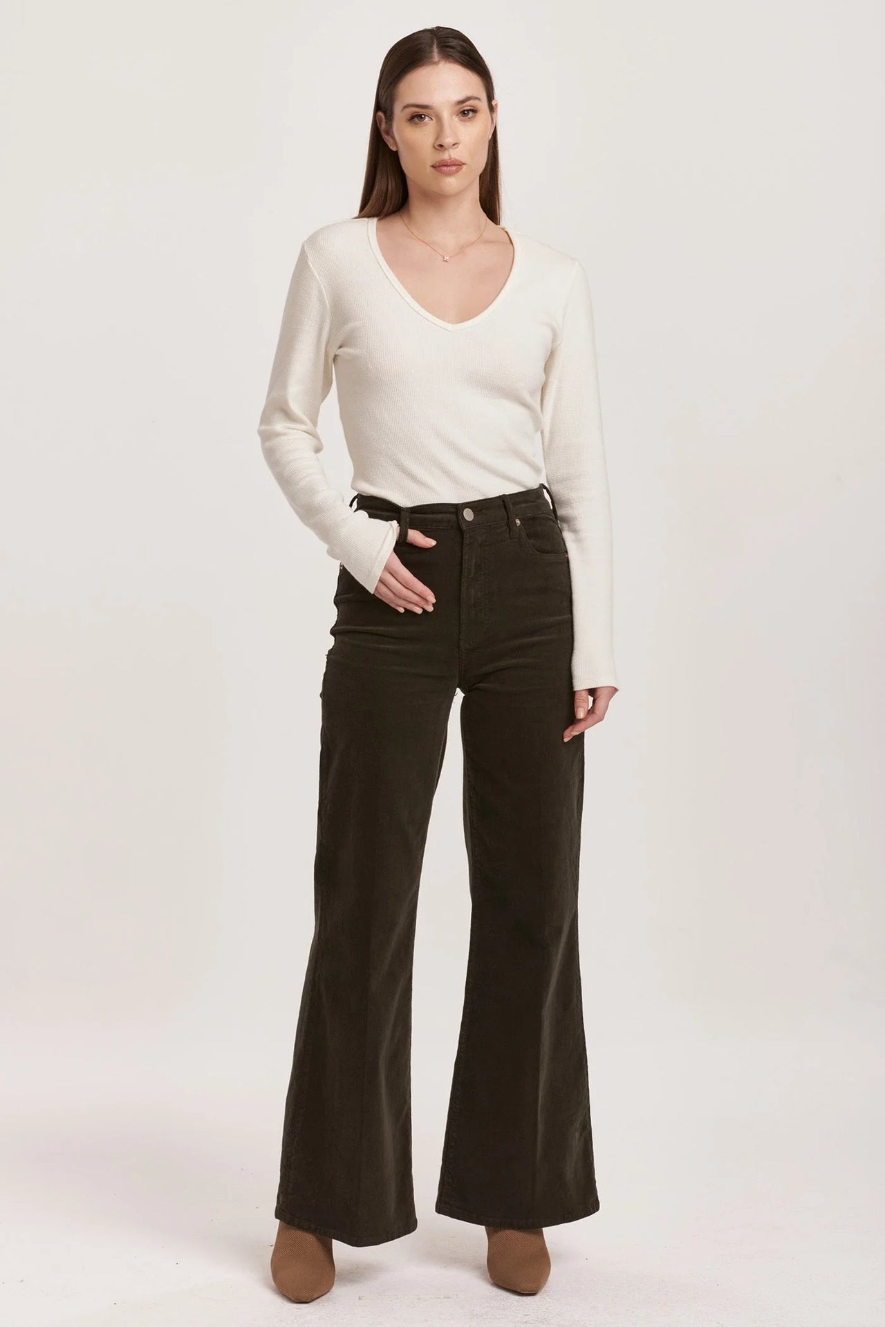 Fiona High Rise Wide Leg Corduroy Pants