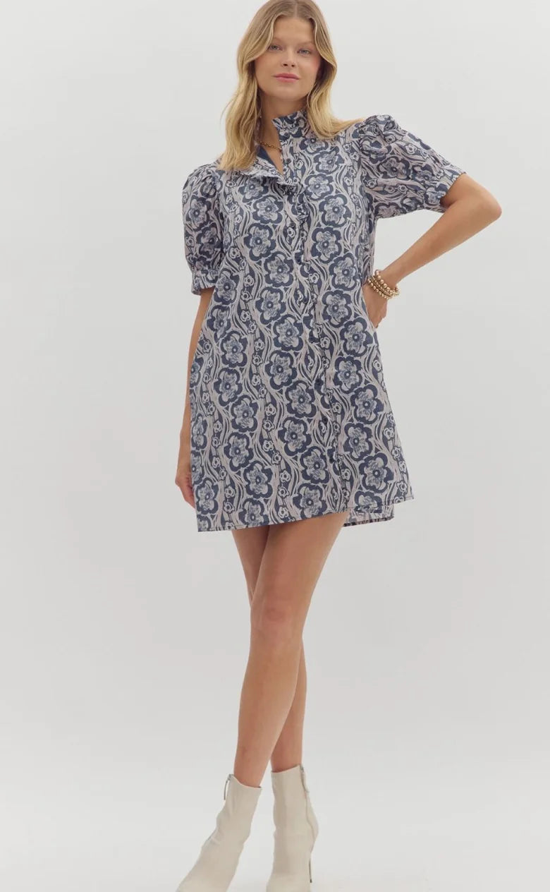 Midnight Floral Mini Dress Entro