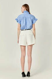 Pleated High Waisted Shorts English Factory
