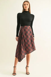 Elsie Asymmetrical Pleated Midi Skirt Adelyn Rae