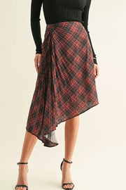 Elsie Asymmetrical Pleated Midi Skirt Adelyn Rae