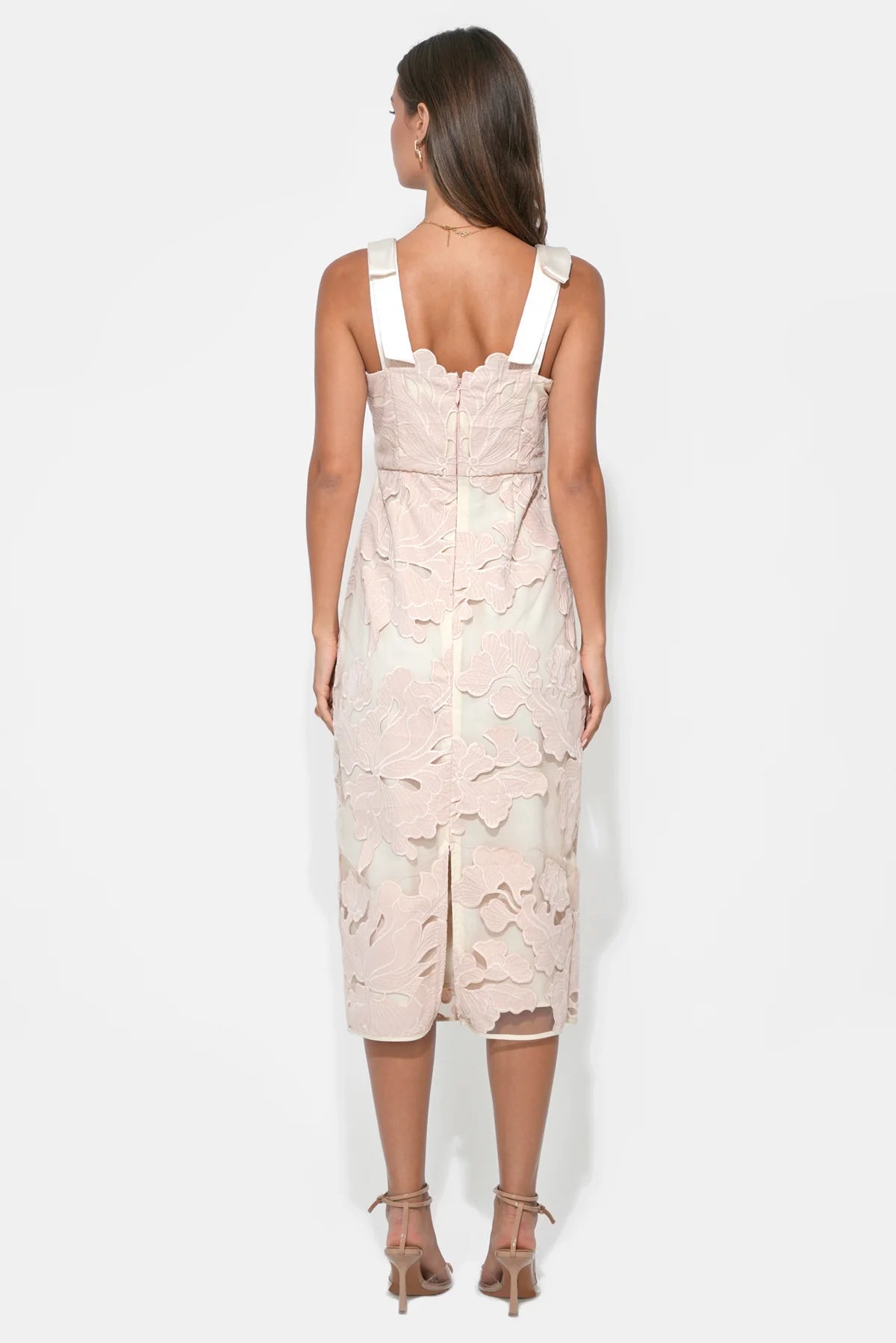 Gabriella Bow Straps Midi Dress Adelyn Rae