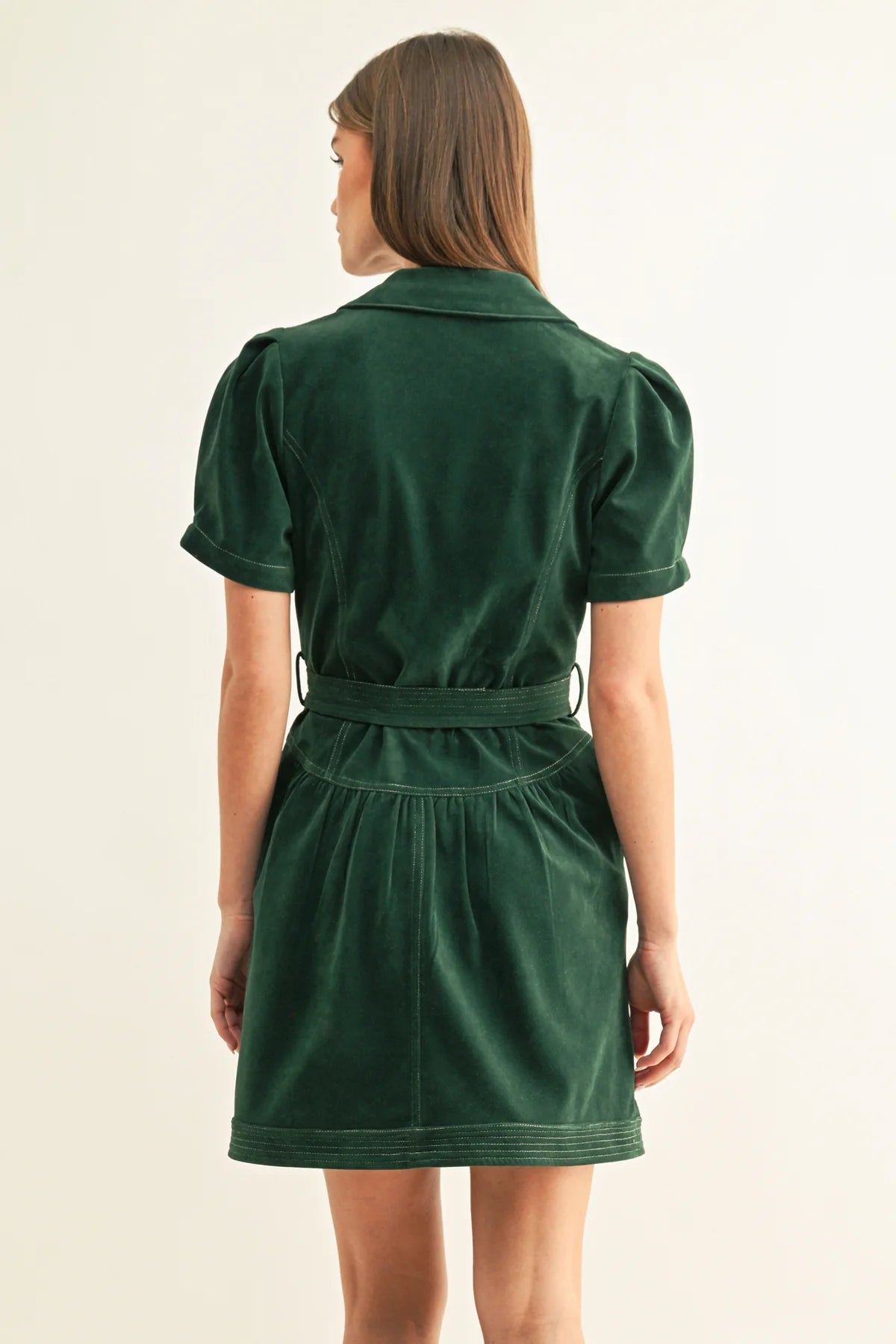 Paige Vegan Suede Belted Shirt Mini Dress Adelyn Rae