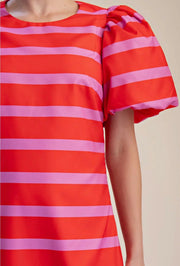 Maxi Dress Puff Sleeve Side Slit Dress Glam