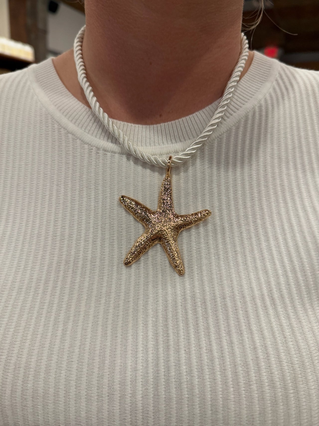 Starfish Pendant Cord Necklace