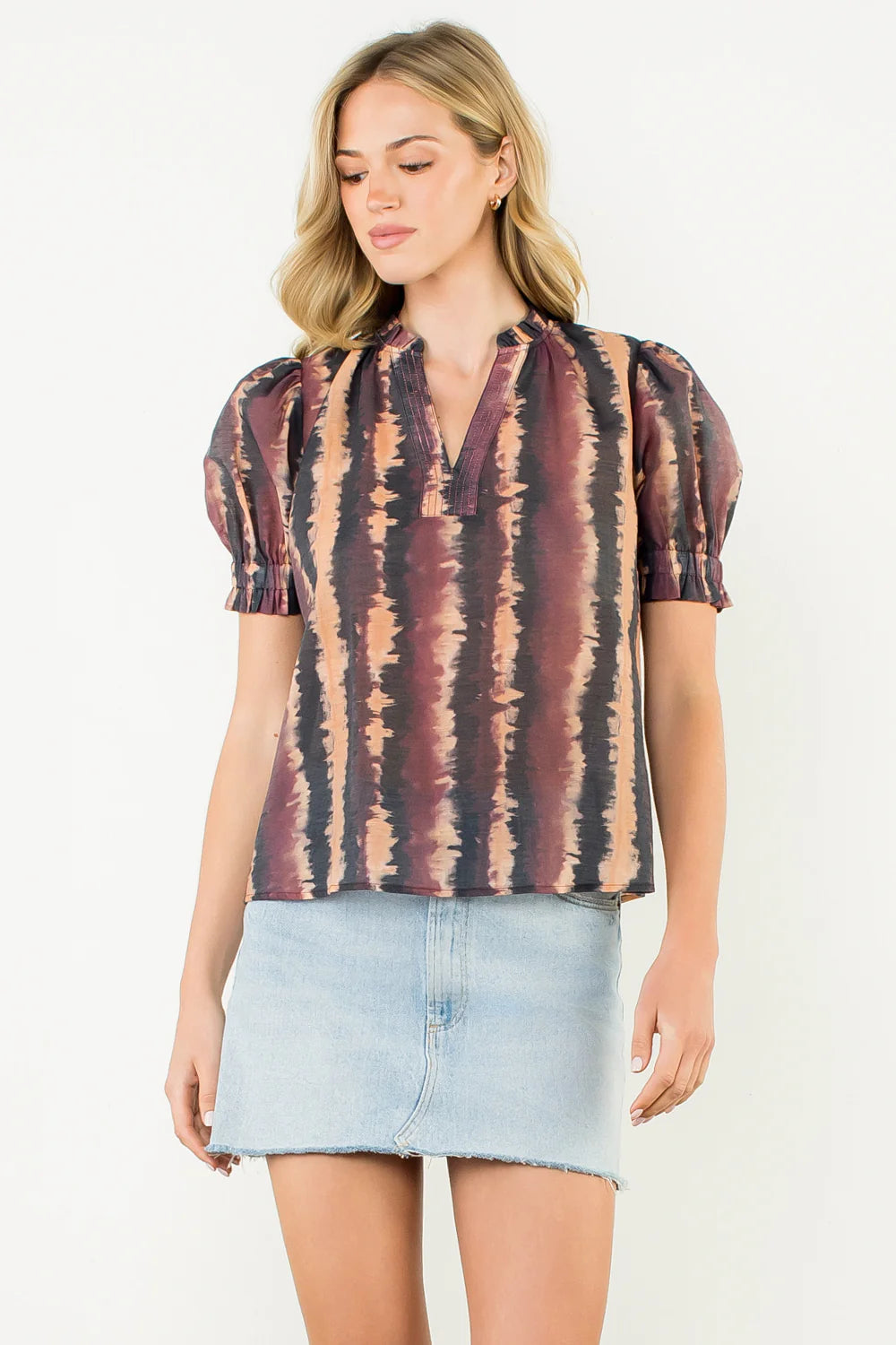 Tie Dye V-Neck Top THML
