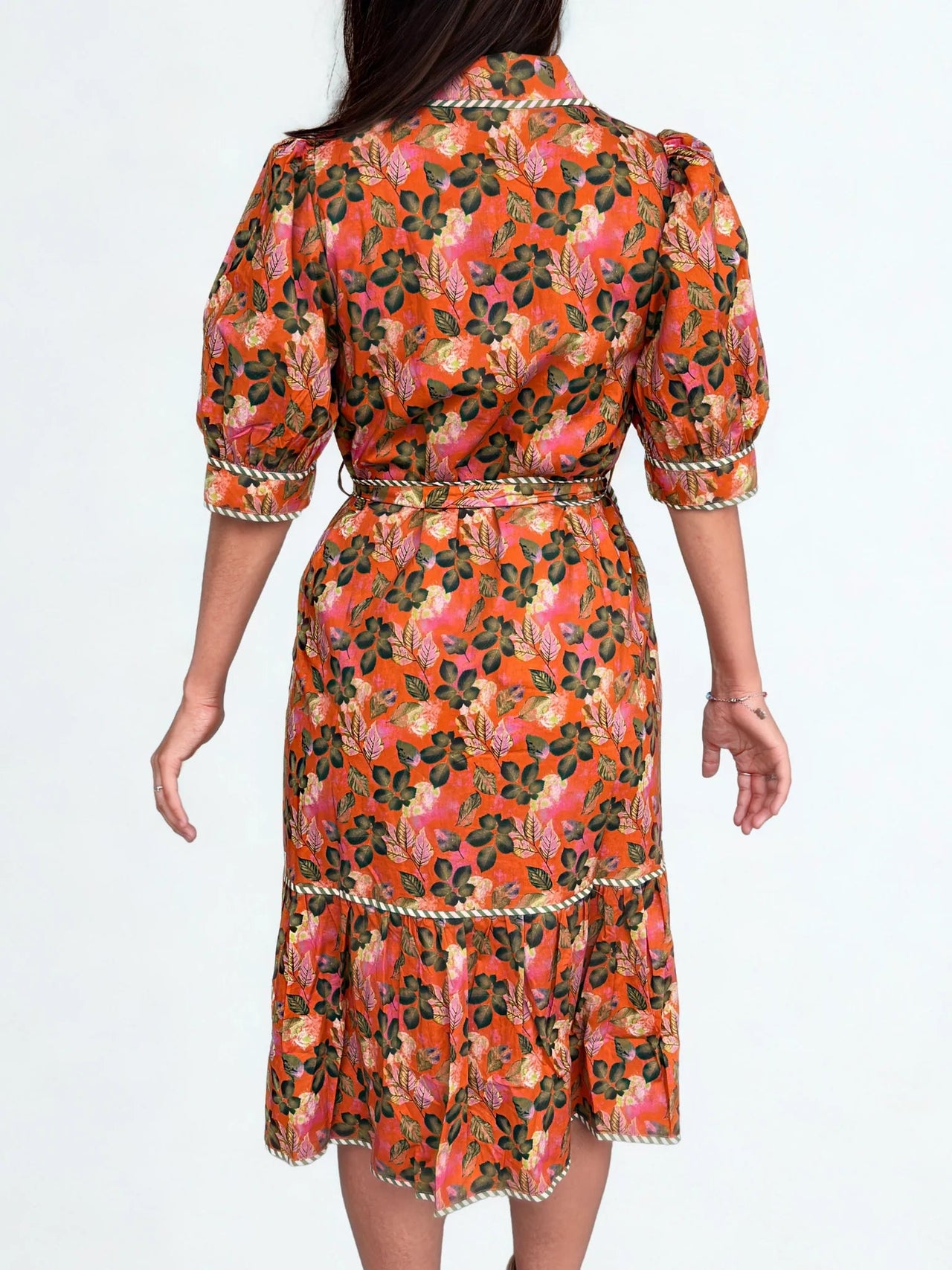 Katrina Puff Sleeve Print Midi Dress THML