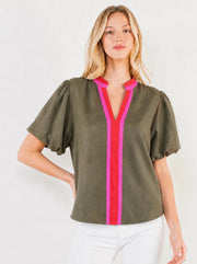 Gisela Suede Top With Color Blocking Top THML