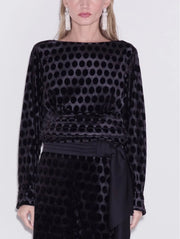 Fosi Polka Dot Velvet Top Ciebon