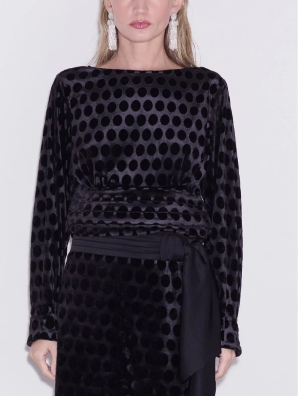 Fosi Polka Dot Velvet Top Ciebon