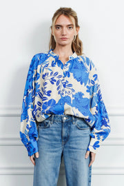 Lexi Printed Batwing Button Down Top Ciebon