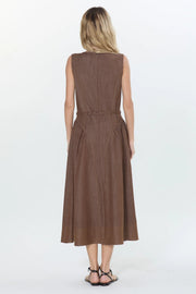 Bruni Topstitched Denim Effect Midi Dress Ciebon
