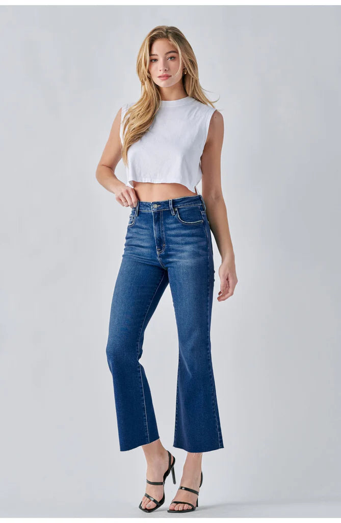 Happi Clean Cropped Flare High Rise Jeans