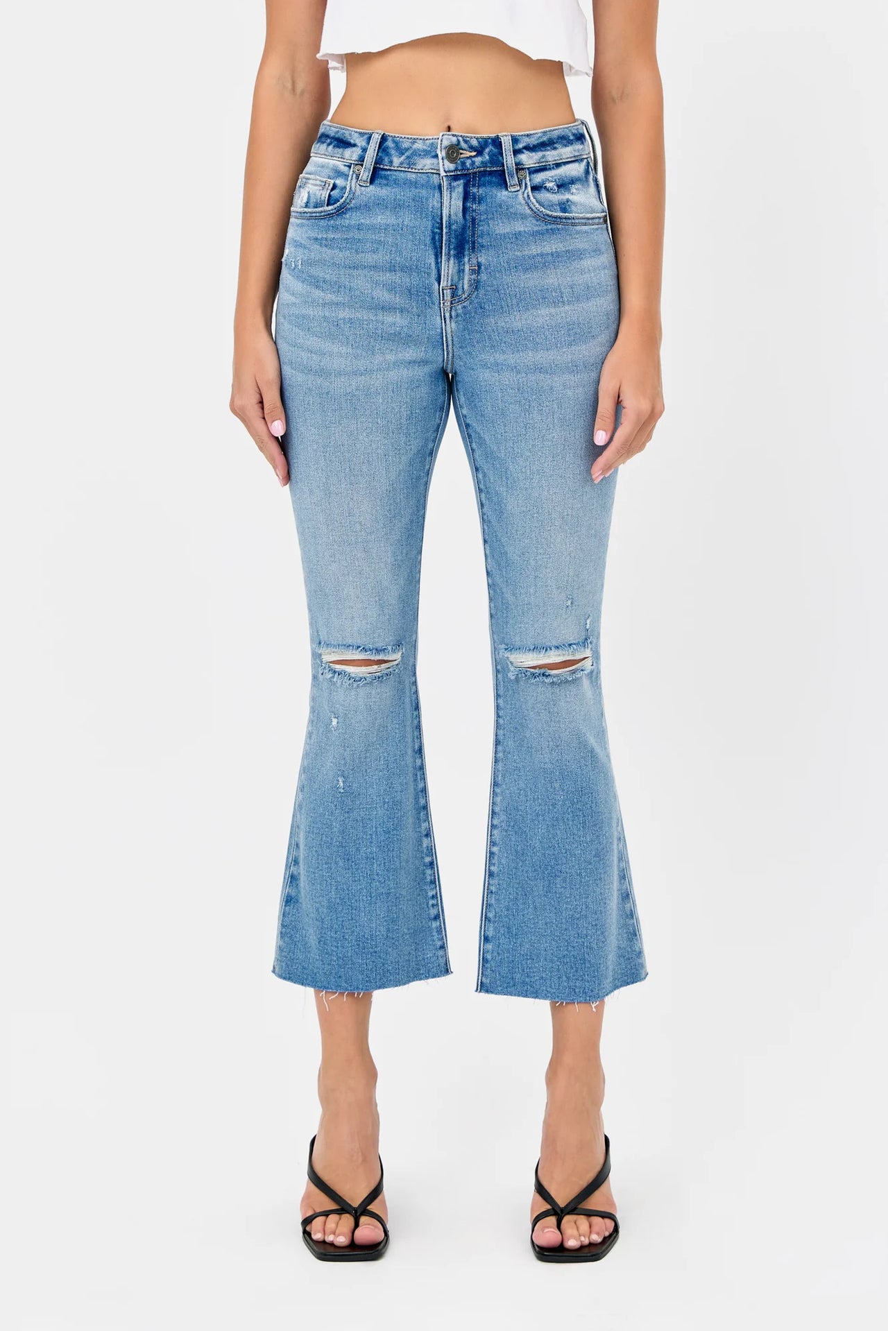 Happi Distressed Cropped Flare 26" Jeans