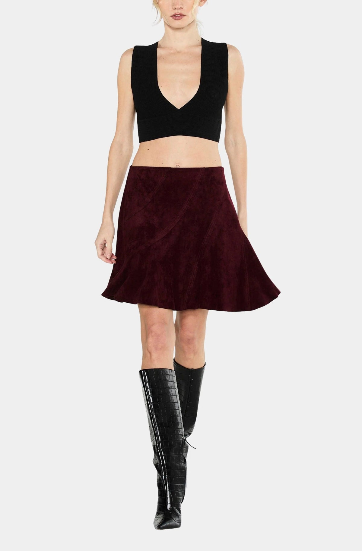 Aje Faux Suede Paneled Mini Skirt Ciebon