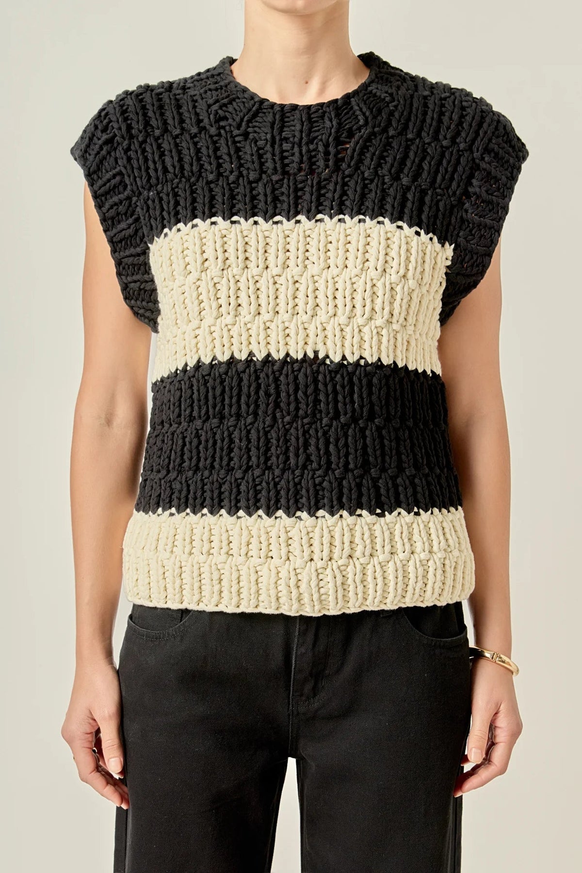 Striped Chunky Vest English Factory