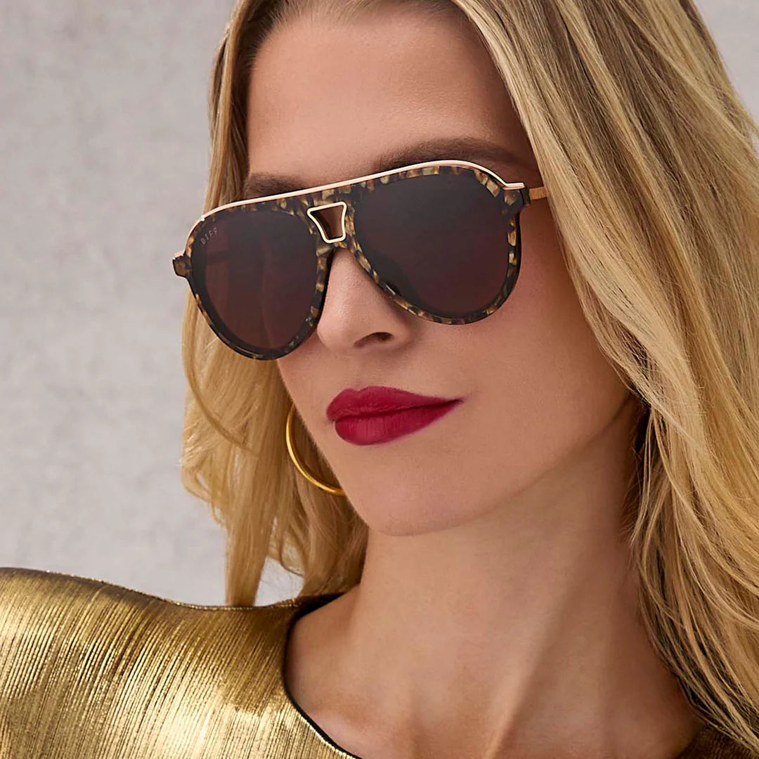 Tosca III Sunglasses in Glitter Tortoise Brown | Diff Eyewear Diff Eyewear