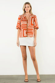 Abigail Abstract Print Top THML