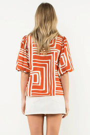 Abigail Abstract Print Top THML