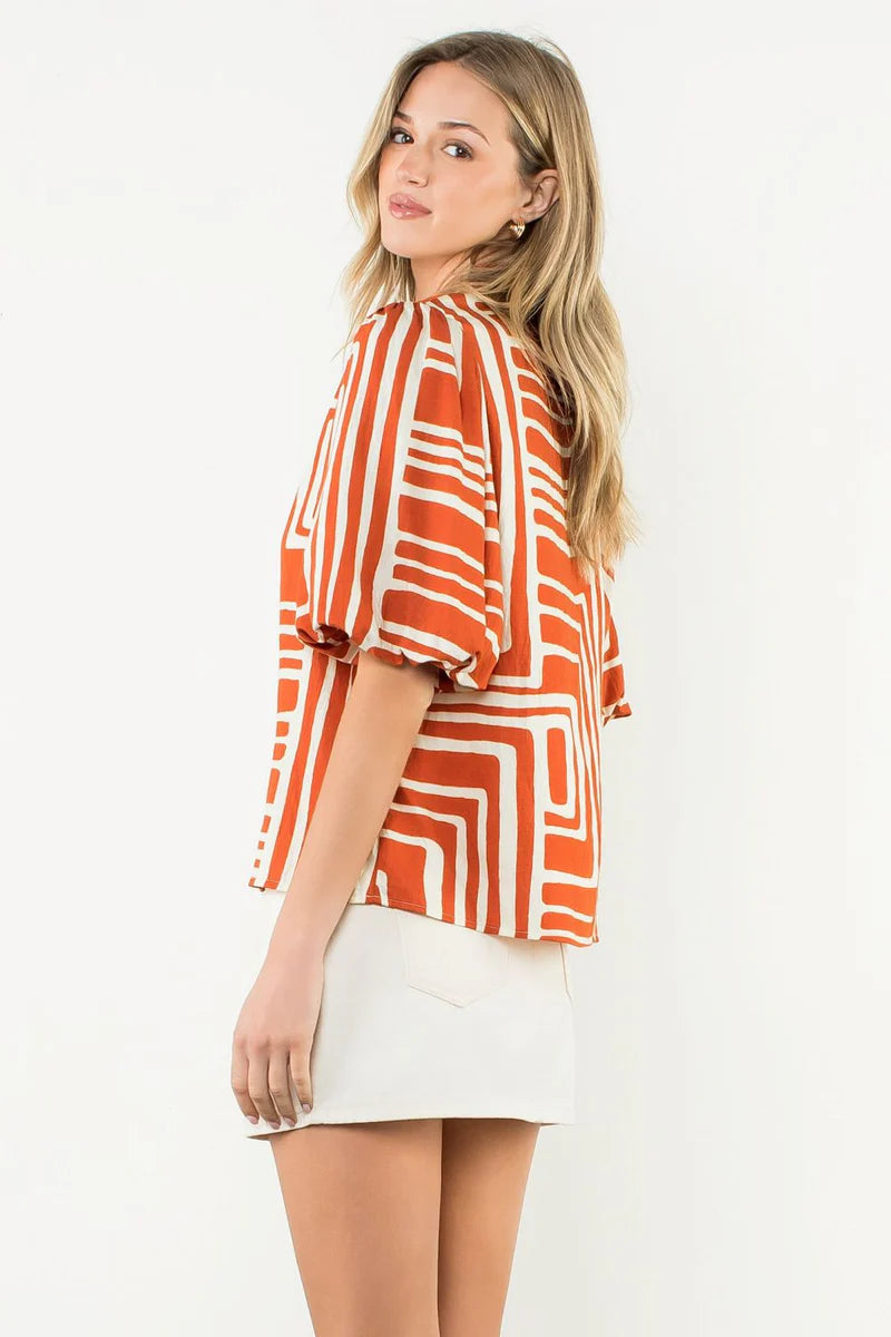 Abigail Abstract Print Top THML