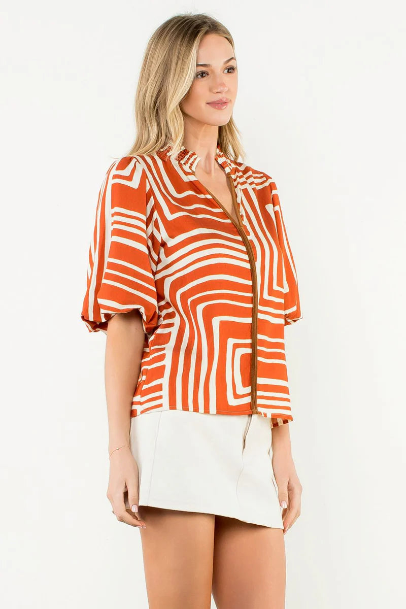 Abigail Abstract Print Top THML