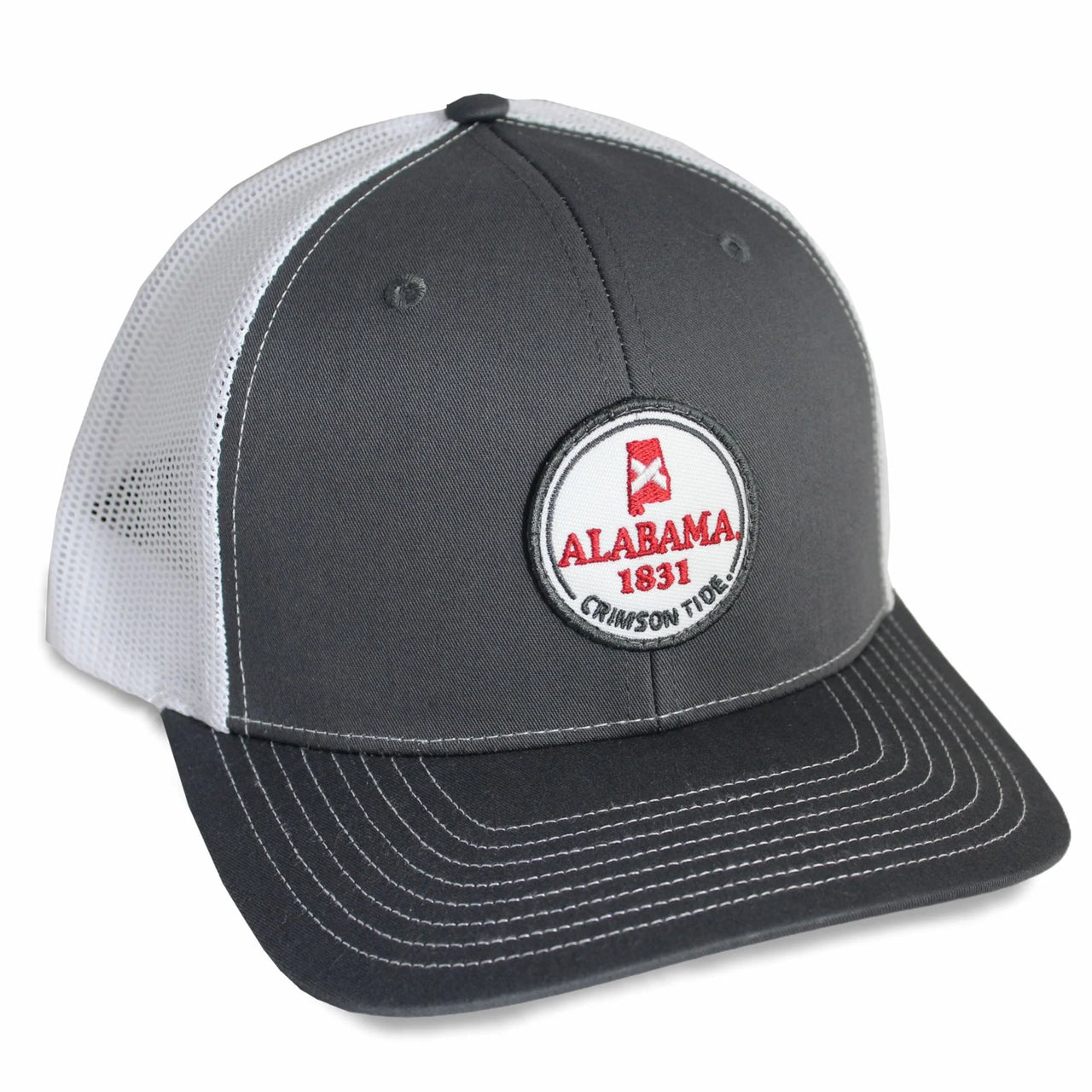 Circle Badge Patch Trucker Hat in Charcoal