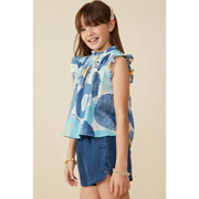 Girls Abstract Smocked Cotton Linen Tank Hayden