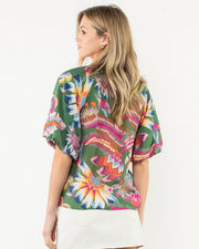 PUFF SLEEVE PRINT VNECK TOP Shop Expeditions