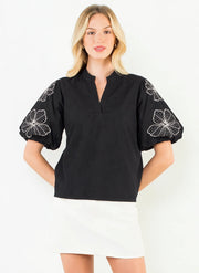 Ana Embroidery Detail Puff Sleeve Top THML