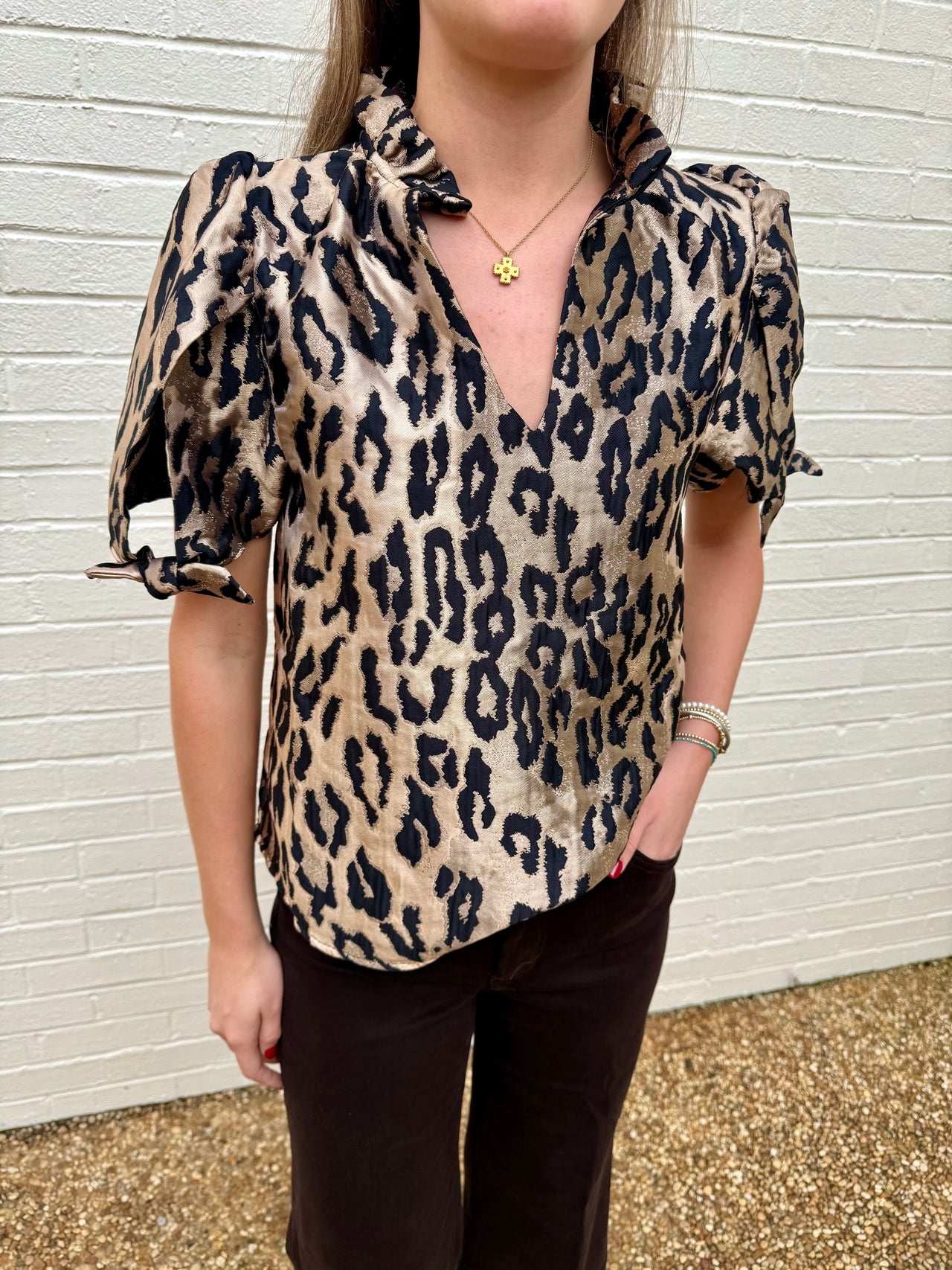 Metallic Cheetah Print Top THML