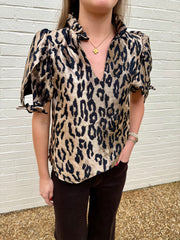 Metallic Cheetah Print Top THML