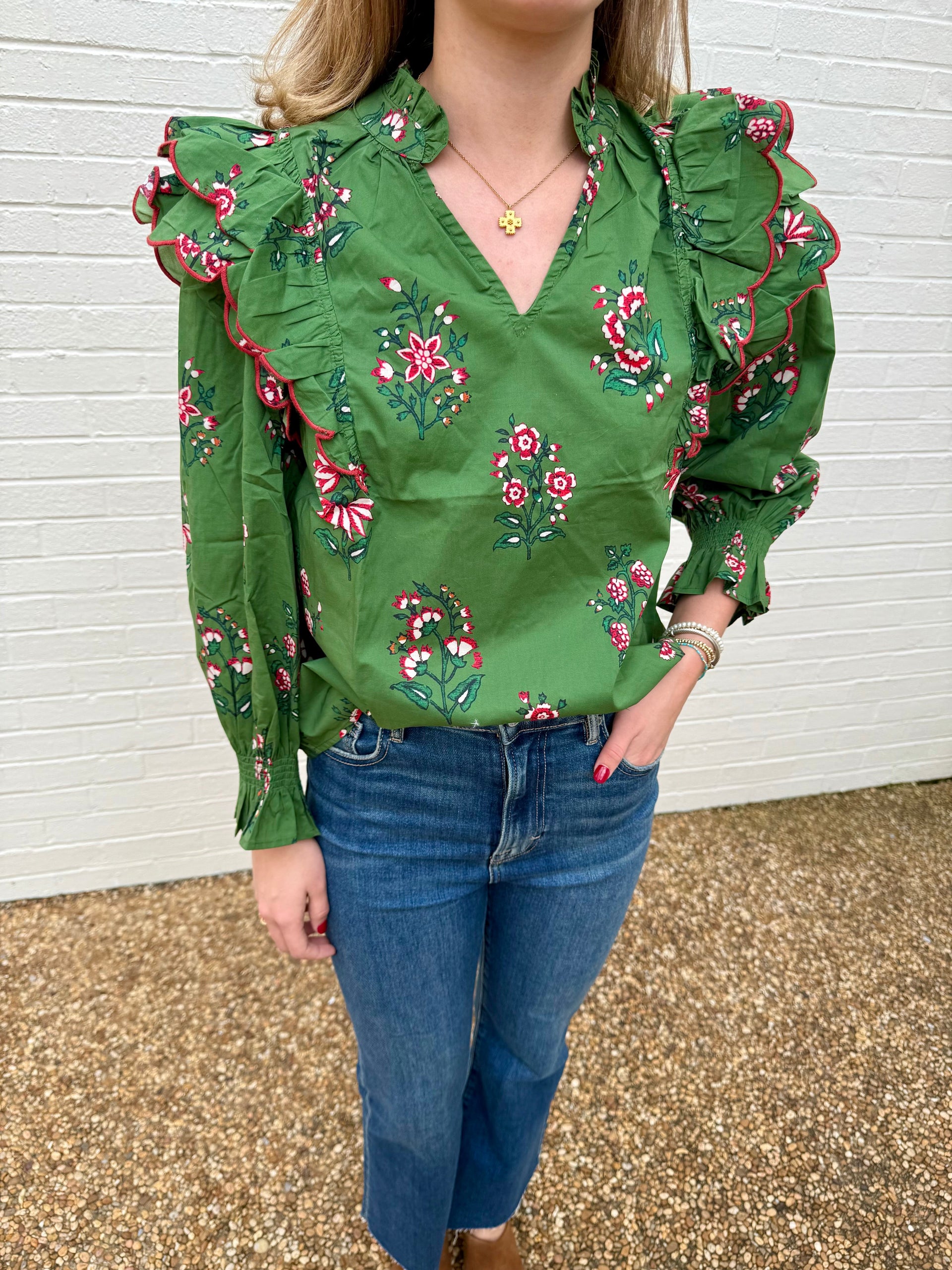 Annie Long Sleeve Ruffle Top Entro