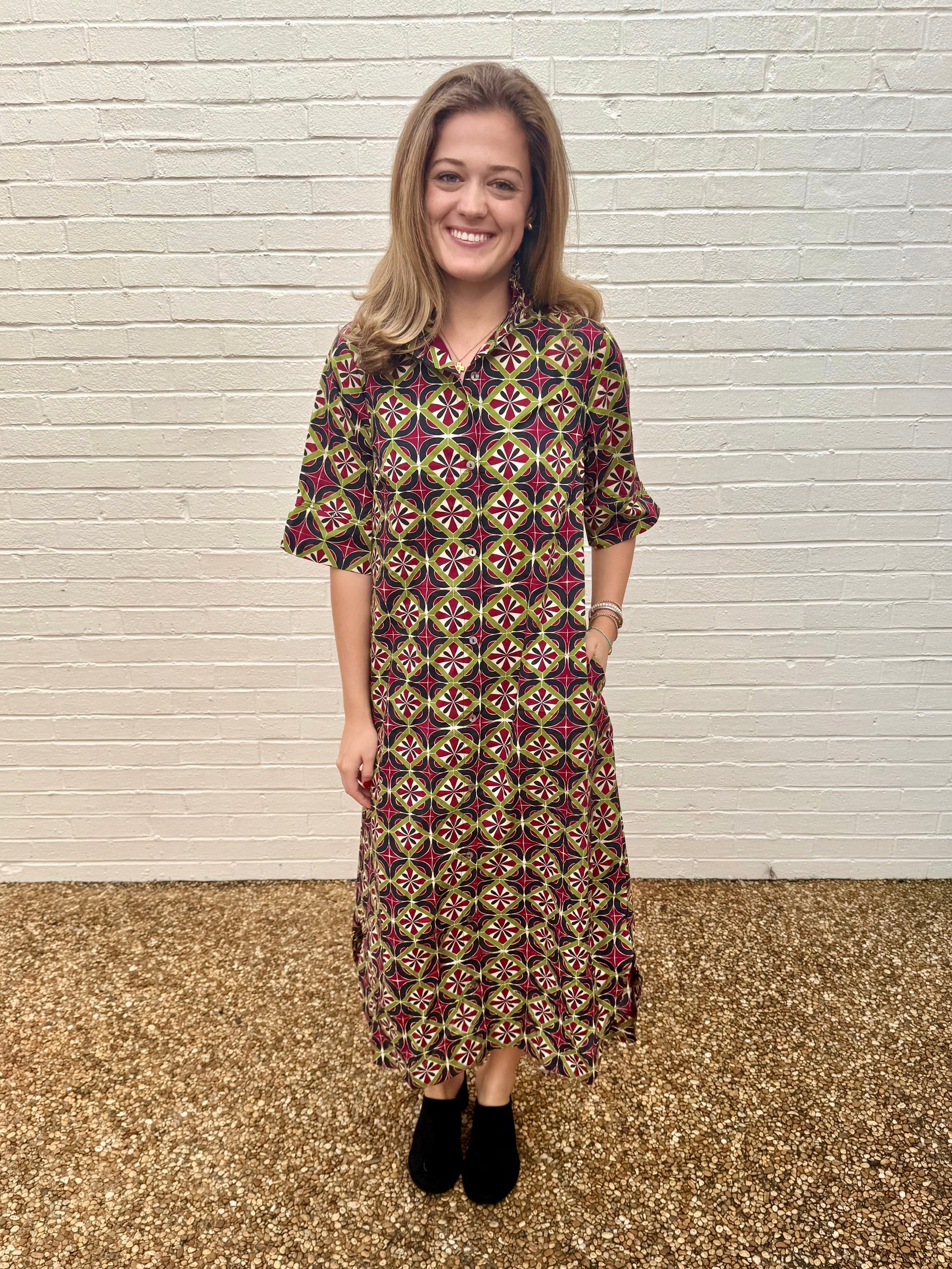 Sweet Thing Geometric Midi Dress Entro