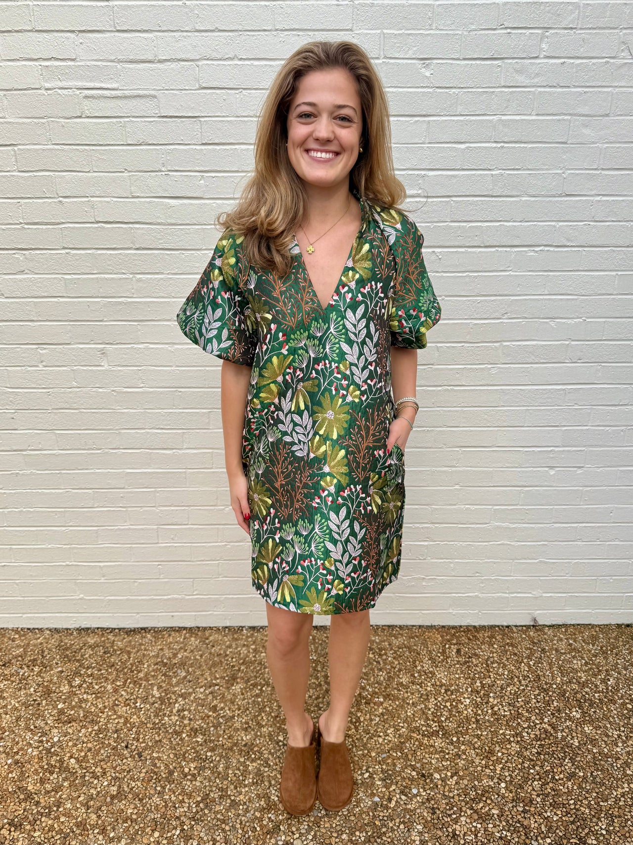 Puff Sleeve Floral Holiday Dress THML