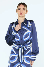 Gara Printed Tie Front Shirt Ciebon