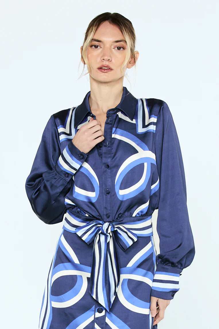 Gara Printed Tie Front Shirt Ciebon