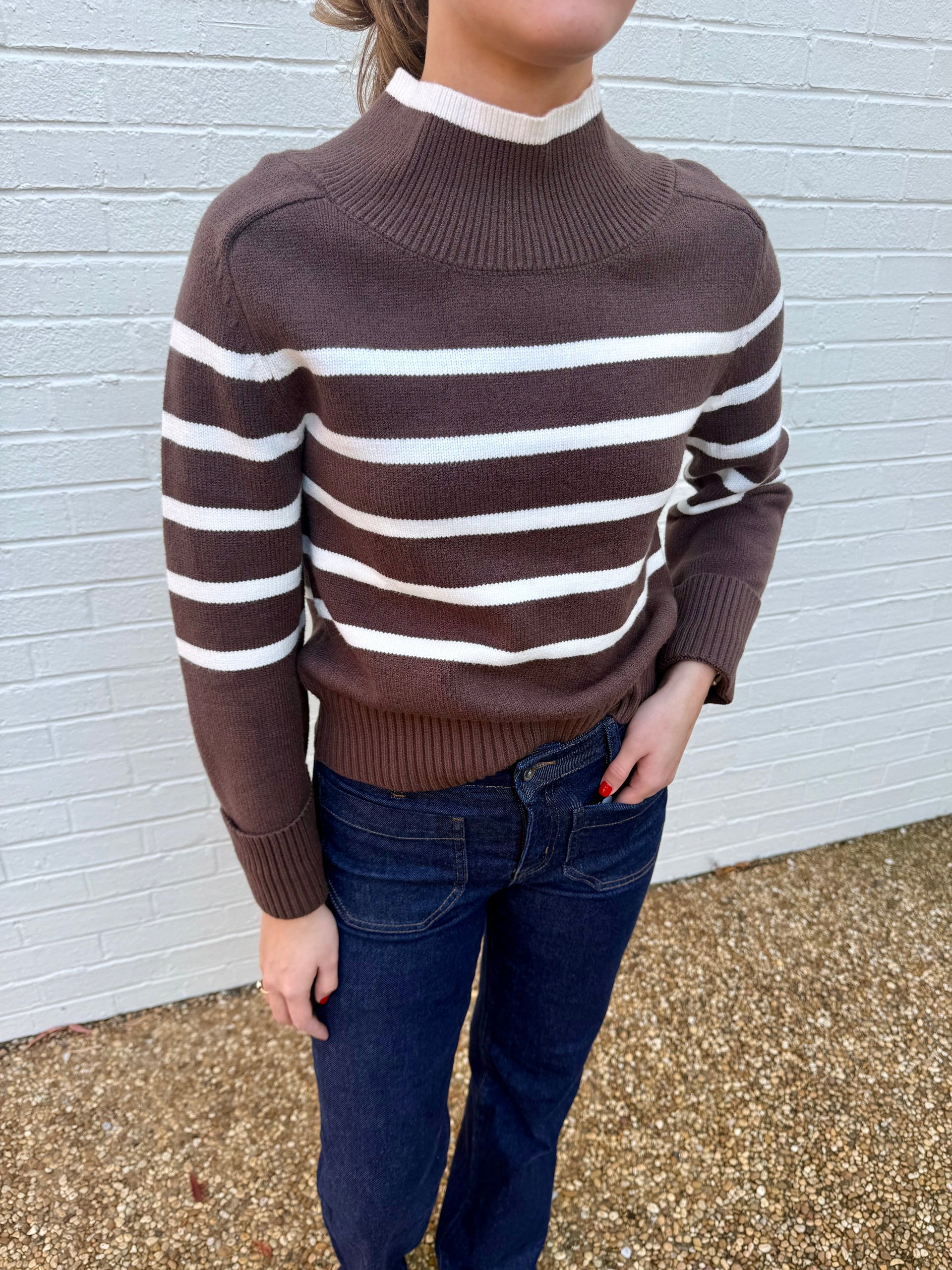 Striped Turtleneck Sweater Aureum
